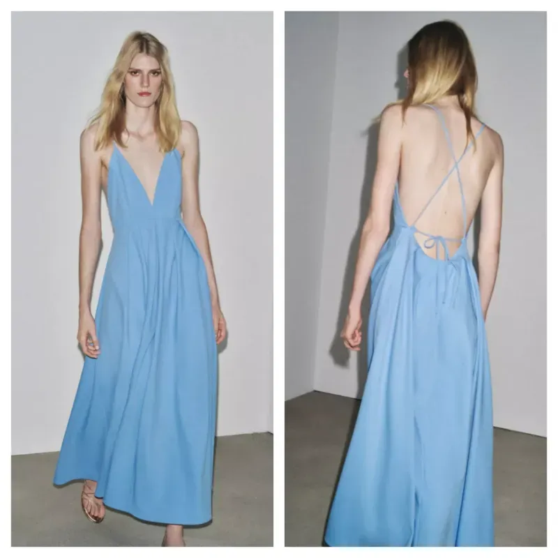 Vestido Zara maxi azul cielo 