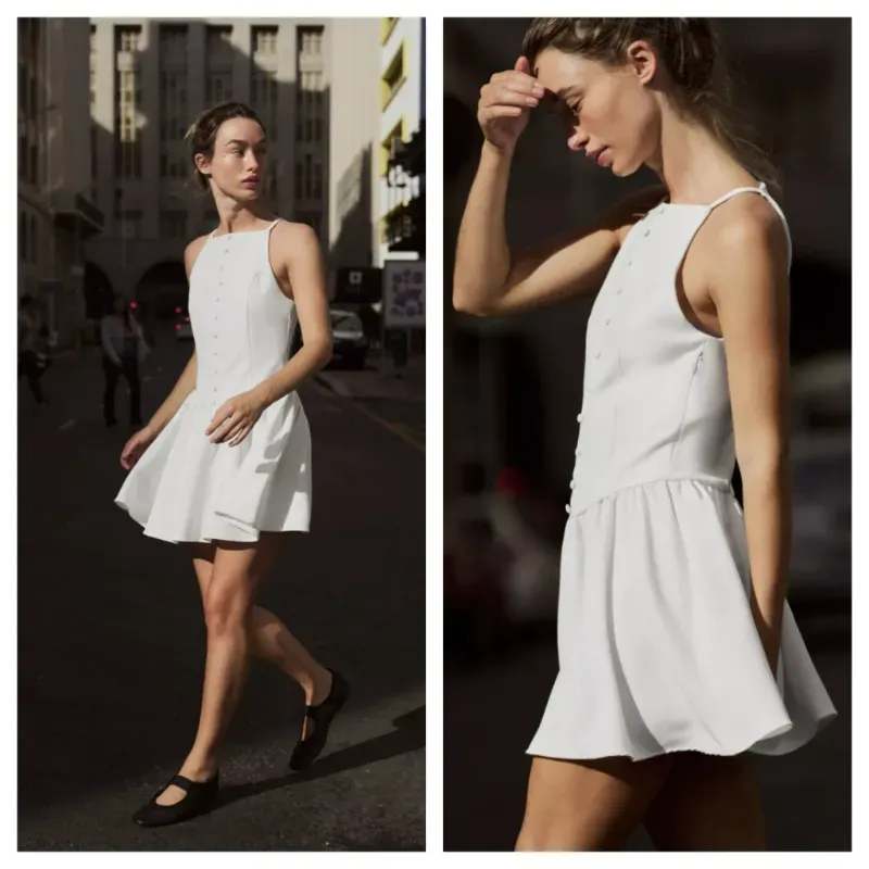 Vestido Zara blanco botones 