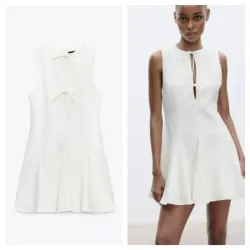 Vestido Zara blanco lazos 