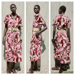 Vestido Zara estampado con cinturón 