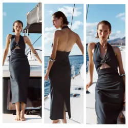 Vestido Zara denim aplique 