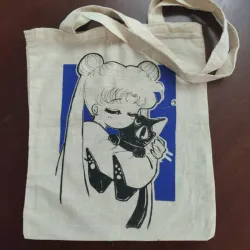 🌝 Bolsa de lienzo de gata Luna y Sailor Moon