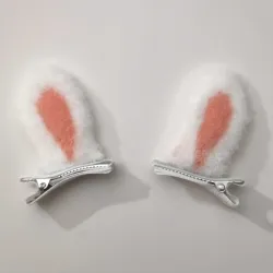 🐰🧡 Hebillas de orejitas de conejo naranjas