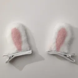 🐰🩷 Hebillas de orejitas de conejo rosadas