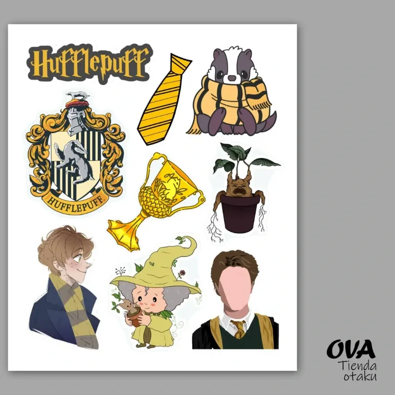 🦡 Hoja de stickers Hufflepuff (Harry Potter)