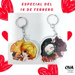 ⚡🌸 Pareja de llaveros Nezuko + Zenitsu (Kimetsu no Yaiba)