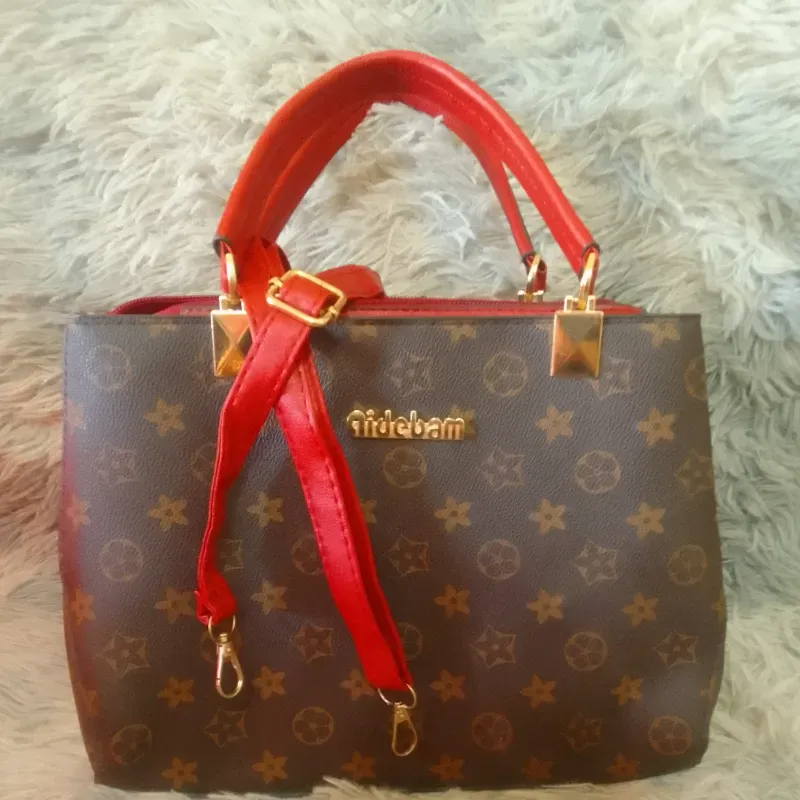 Bolso carmelita y rojo 