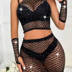 Lencería negra con brillo