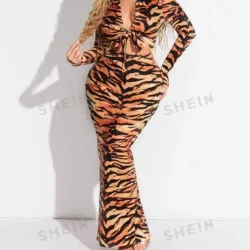Vestido con estampado de leopardo 