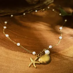Cadena dorada de concha + estrella