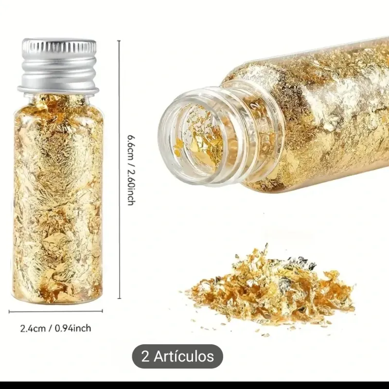 Botellita de papel oro, plata y oro rosa