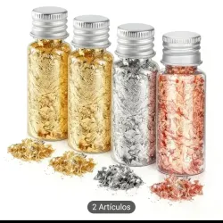 Botellita de papel oro, plata y oro rosa