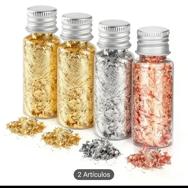 Botellita de papel oro, plata y oro rosa