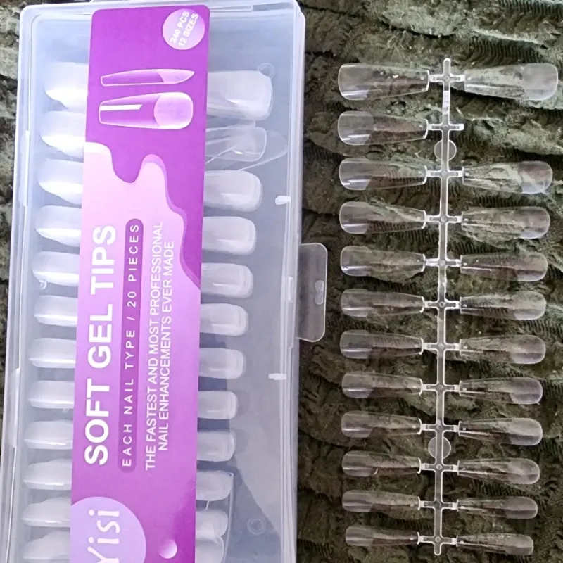 Caja de 240 tips soft gel coffin largas