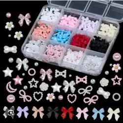 Cajas de lazos y medias perlas