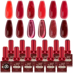 Esmaltes JR rojos, ojo de gato, reflectivo y traslúcido 