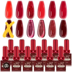 Esmaltes JR rojos, ojo de gato, reflectivo y traslúcido 