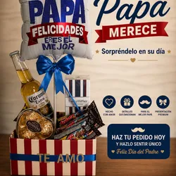 Caja de regalo con cerveza, confituras, perfume y bombones