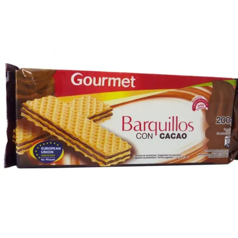 Sorbeto Gourmet barquillos con cacao
