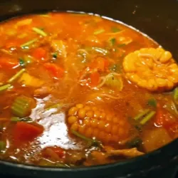 Caldosa con viandas y carne