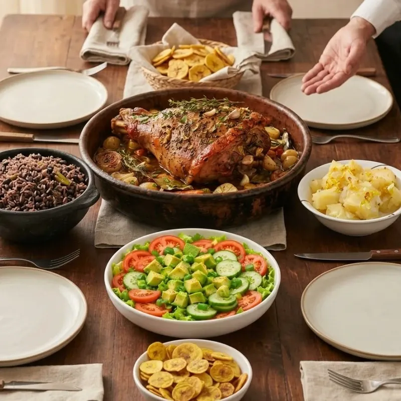 Combo con pernil de cerdo asado en cazuela para 10 personas