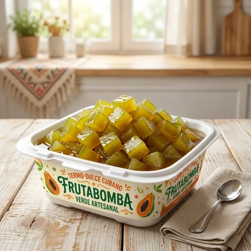 Dulce de frutabomba verde en almíbar 