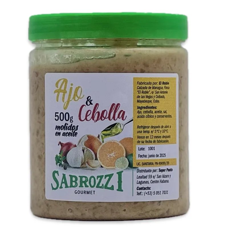 Ajo y Cebolla molidos en aceite 500gr