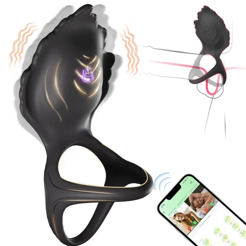 Anillo de Pene Vibrador de Triángulo Dorado