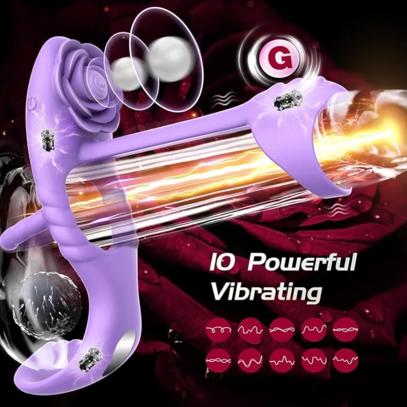 Anillo Vibrador de Rosa para el Pene y Clítoris