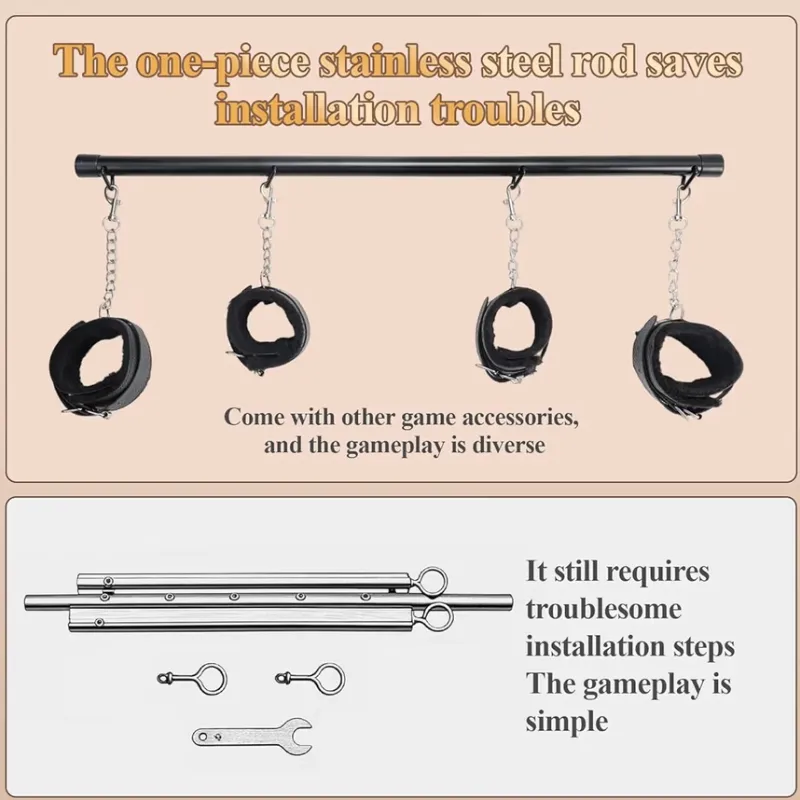 Barra Separadora BDSM con Esposas y Tobilleras