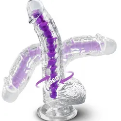 Consolador Realista Transparente con Esqueleto Ajustable