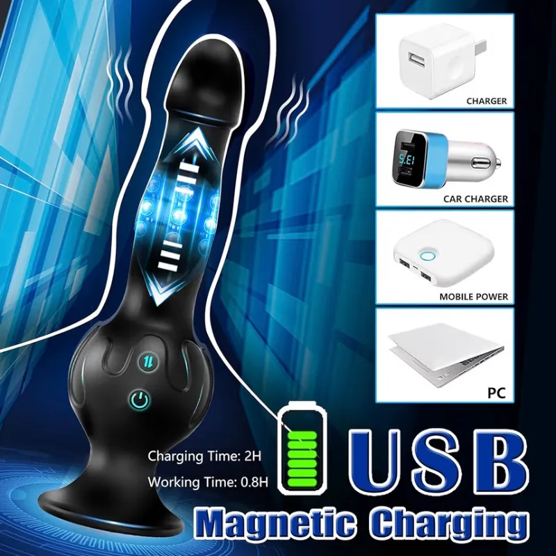 Consolador Vibrador de Empuje Negro