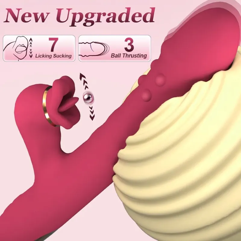 Vibrador con Anillo de Cuentas y Lengua