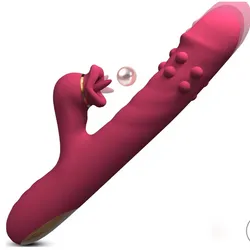 Vibrador con Anillo de Cuentas y Lengua