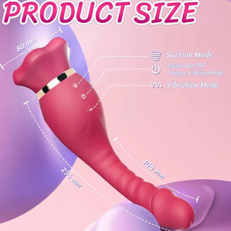 Vibrador Consolador de Succión de Rosa
