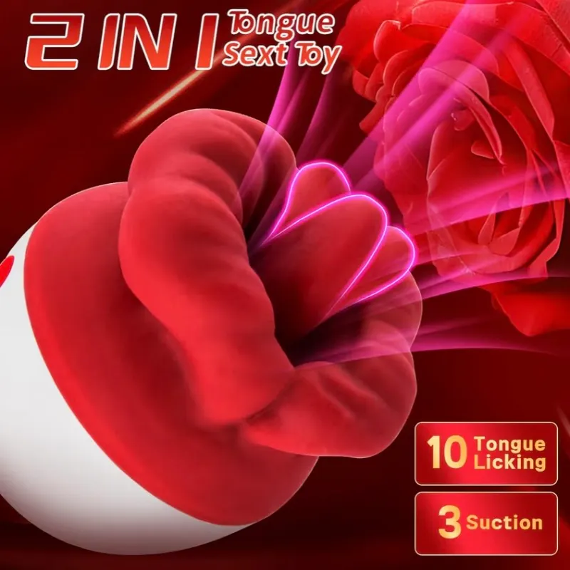 Vibrador Succionador de Rosa con Lengua