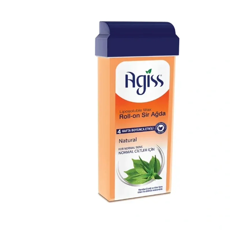 CERA DEPILATORIA Agiss Liposoluble Wax Roll-on Sir Ağda Natural, diseñada para pieles normales. 