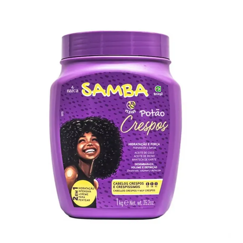 Crema capilar Nazca Samba Potão Crespos, diseñada para cabellos rizados y muy rizados.