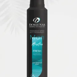 Desodorante en spray antitranspirante "Man Atractivo" de la marca Dos Lunas Cosmetics. 