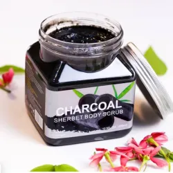 EXFOLIANTE CORPORAL DE CARBÓN ACTIVADO, específicamente el "Charcoal Sherbet Body Scrub" de la marca Wokali. 