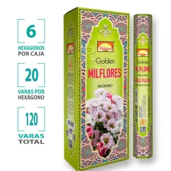 Varitas de incienso de la marca Parimal, con la fragancia "Golden Thousand Flowers" (Mil Flores).