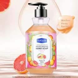 Jabón líquido humectante para manos de la marca SolGreat con aroma a pomelo. 