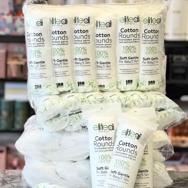 DISCOS DE ALGODÓN COSMETICOS PREMIUM de la marca Elite (similar a Delon), conocidos como "Cotton Rounds". 