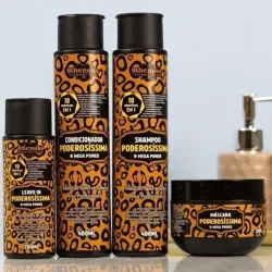 Kit de tratamiento capilar profesional "Poderosíssima Mega Power" de la marca Rhenuks Cosméticos. 