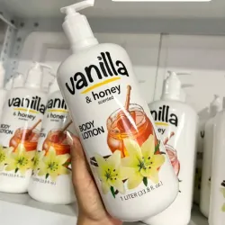 Loción corporal con aroma a vainilla y miel.