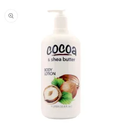 Loción corporal de manteca de cacao y karité.