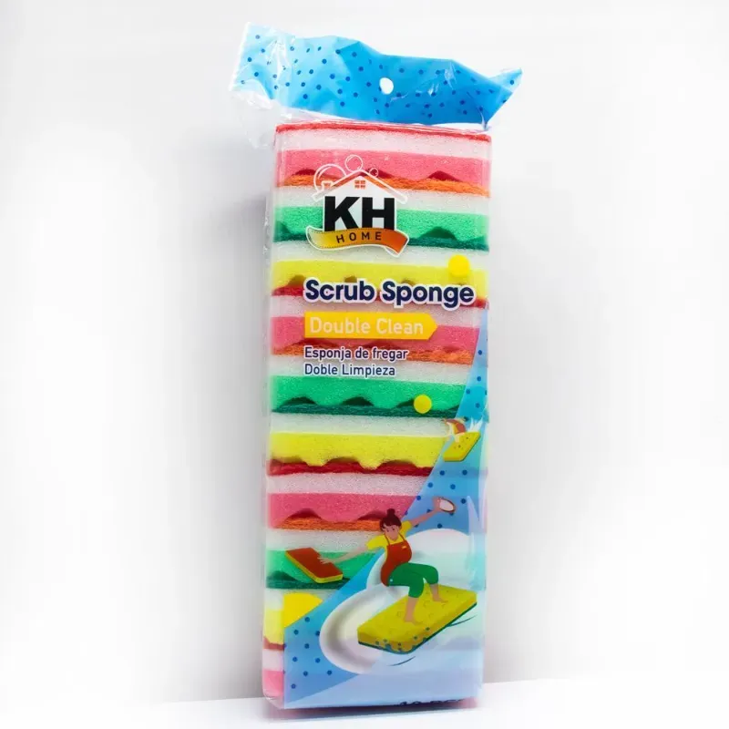 Paquete de 10 esponjas de fregar de doble cara de la marca KH Home. 