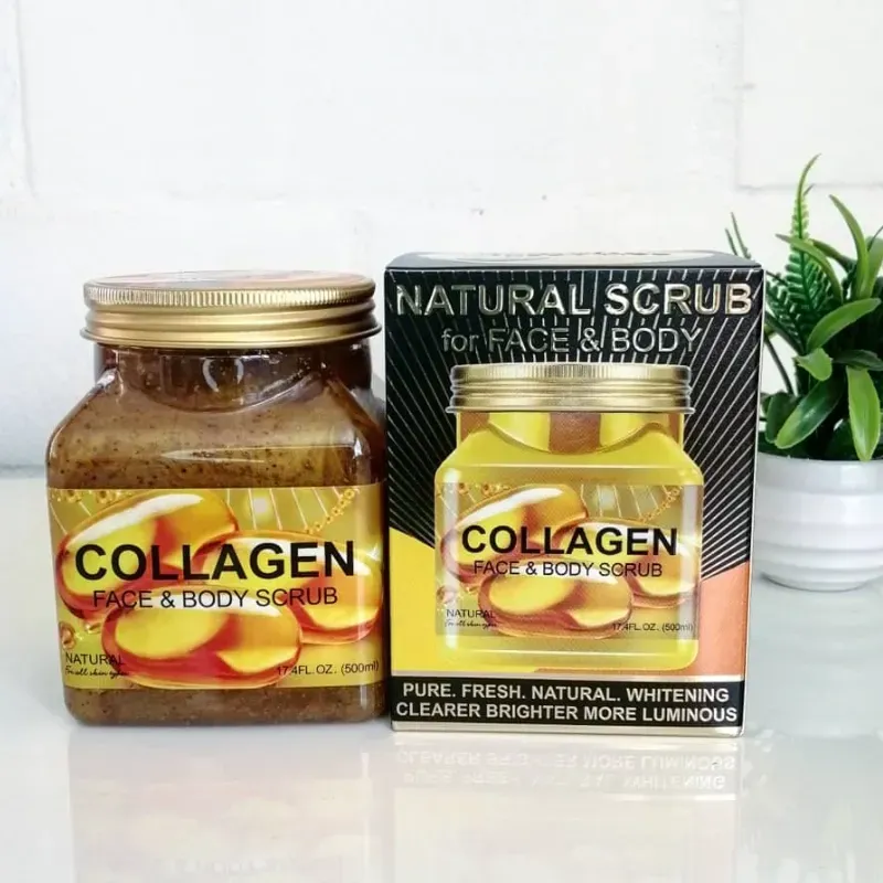 EXFOLIANTE FACIAL Y CORPORAL DE COLÁGENO de la marca Wokali. 