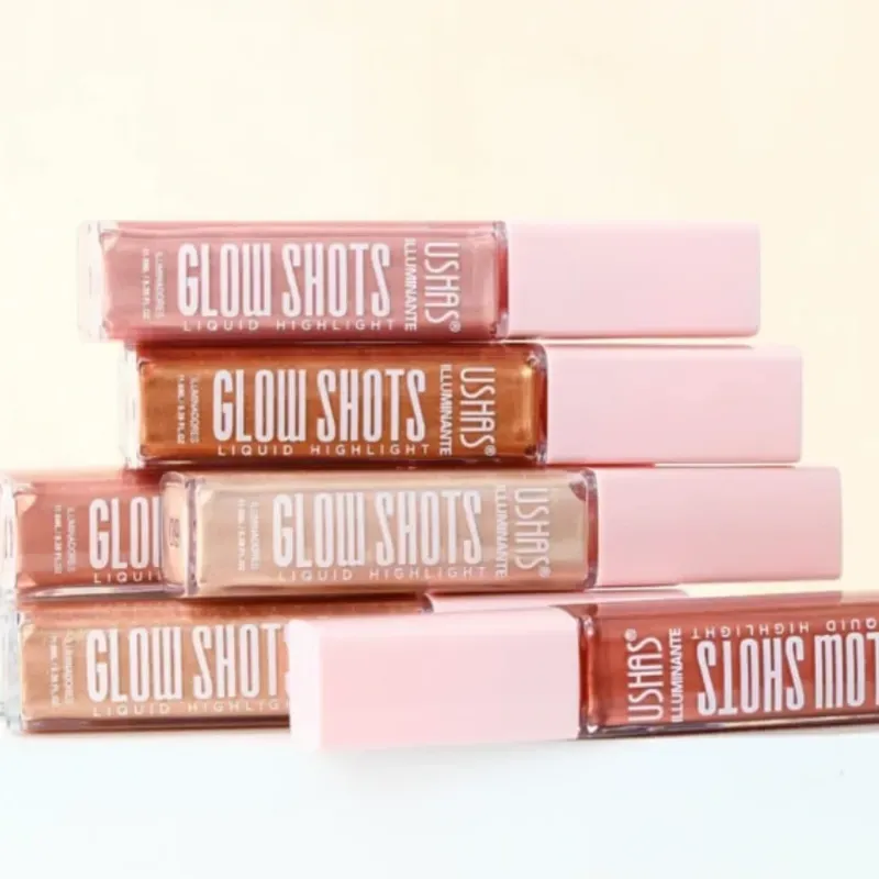 ILUMINADOR LÍQUIDO Ushas Glow Shots Liquid Highlighter,brillos labiales "USHAS Hello Sweet as a Melon Lip Gloss". 