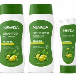 Set 3 piezas Nevada ( Champú, acondicionador y crema para los pies de aceite de oliva ) 